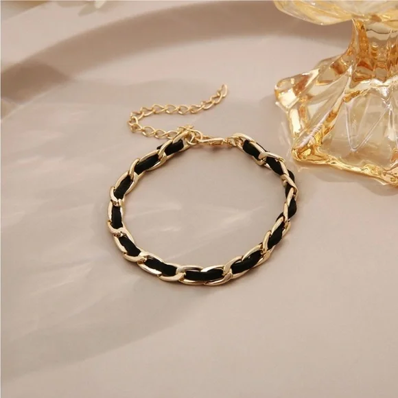 Gold & Black Chain PU Bracelet - Picture 5 of 6